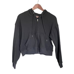 Cozy Waffle Knit Auden Women's Crop Zip Hoodie M